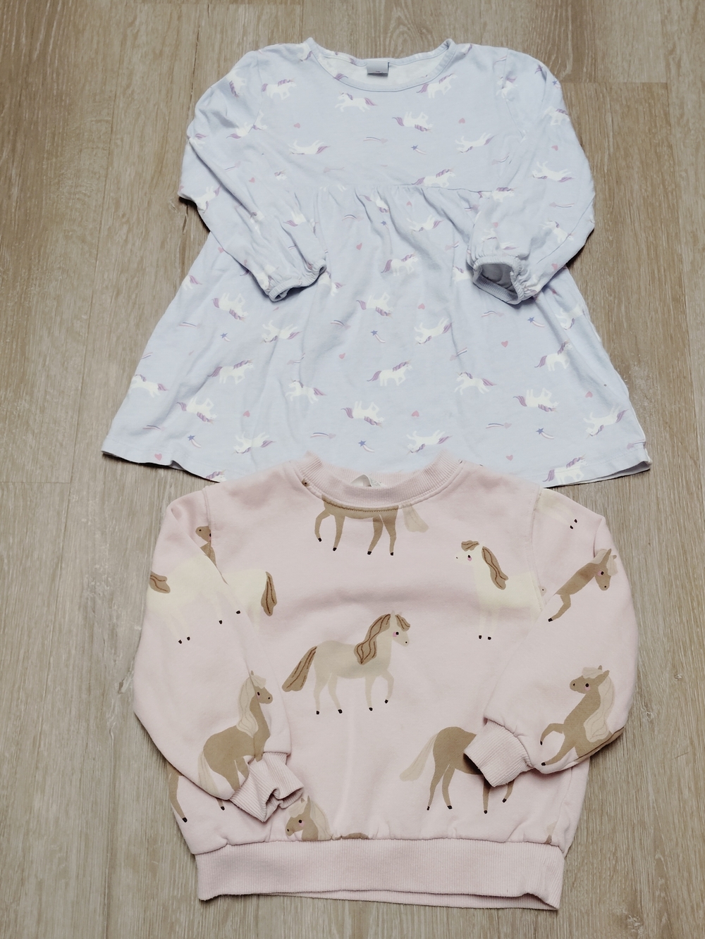 H&M Old Navy Bundle Of 2 Blue Unicorn Dress & Pink Horse Sweatshirt
